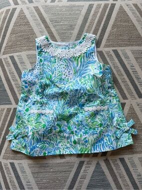 Lilly Pulitzer 12-18 Months Baby Girl Floral Shift Dress Set Blue Green Summer